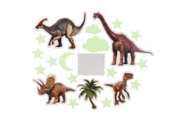 Dinosauři na zeď/strop svítící ve tmě papír/plast 2 druhy na kartě