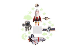 Vesmír na zeď/stop svítící ve tmě papír/plast 2 druhy na kartě