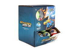 Koule s překvapením auto plast 5cm na zpětné natažení mix druhů 36ks v boxu