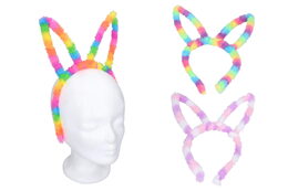Čelenka králičí/zaječí uši kov/plast 22x24cm 3 barvy karneval