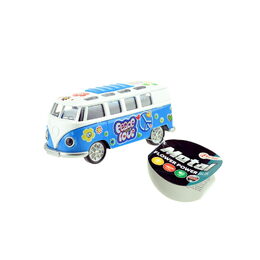 Autobus retro kov/plast 12cm na baterie se zvukem se světlem na zpětné natažení 4 barvy 12ks v boxu