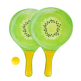 Sada na plážový tenis ovoce dřevěné 38cm 2 pálky + 1 míček 3 druhy v látkovém sáčku