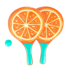 Sada na plážový tenis ovoce dřevěné 38cm 2 pálky + 1 míček 3 druhy v látkovém sáčku