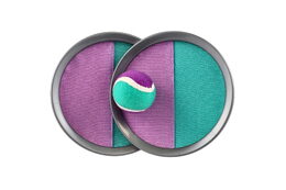 Lambáda/Catch ball hra s míčkem na suchý zip 19 cm zeleno-fialová v síťce