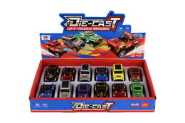 Auto terénní Off-Road mini kov/plast 6,5cm zpětné natažení mix druhů 12ks v boxu