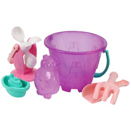 Sada na písek a k vodě plast kbelík, mlýnek s doplňky v síťce 20x19cm