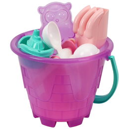 Sada na písek a k vodě plast kbelík, mlýnek s doplňky v síťce 20x19cm