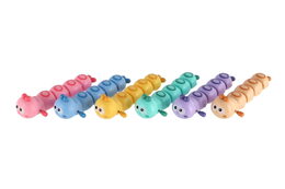 Červík/housenka vrtící plast 15cm na klíček 6 barev 6ks v boxu