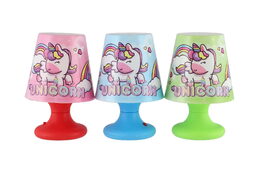 Mini lampička s jednorožcem na stůl plast 8x11cm na baterie 3 barvy 12ks v boxu