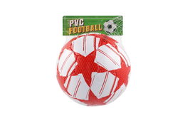 Míč fotbalový nafouknutý šitý 23cm červenobílý v síťce