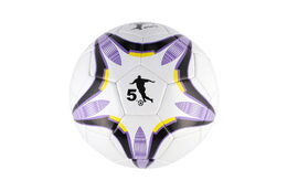 Míč fotbalový nafouknutý šitý 23cm fialovobílý v síťce