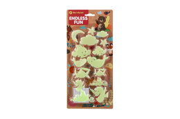 Zvířátka nalepovací na zeď/strop plast svítící ve tmě plast 3 druhy na kartě 15x32,5cm