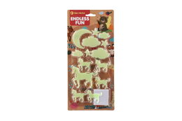 Zvířátka nalepovací na zeď/strop plast svítící ve tmě plast 3 druhy na kartě 15x32,5cm