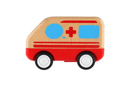 Auto ambulance dřevo na setrvačník 11cm 12ks v boxu 18m+