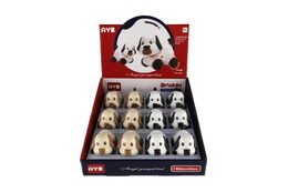 Pes/Pejsek jezdící plast 11x9cm na zpětné natažení 2 barvy 12ks v boxu