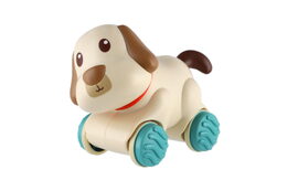 Pes/Pejsek jezdící plast 11x9cm na zpětné natažení 2 barvy 12ks v boxu