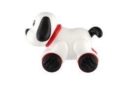 Pes/Pejsek jezdící plast 11x9cm na zpětné natažení 2 barvy 12ks v boxu