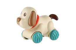 Pes/Pejsek jezdící plast 11x9cm na zpětné natažení 2 barvy 12ks v boxu