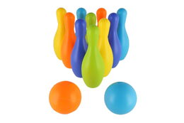 Kuželky 10ks + míče 2ks plast v sáčku 22,5x43cm