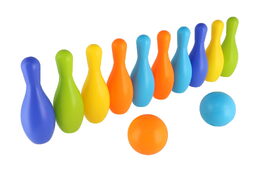 Kuželky 10ks + míče 2ks plast v sáčku 22,5x43cm