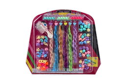 Sada korálků a copánků na vlasy plast mix druhů na kartě 30x26x3cm