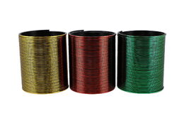 Spirála/pružina kovový efekt plast průměr 8,5cm 3 barvy 6ks v boxu