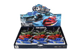 Loď/Člun záchranářský plast 14cm na setrvačník 4 druhy 12ks v boxu