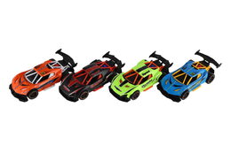 Auto závodní kov/plast 14cm na zpětné natažení 4 barvy 8ks v boxu