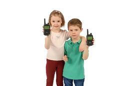 Vysílačky 2ks walkie-talkie 2,4 GHz dosah 80 metrů plast na baterie v krabičce 15x20x4cm