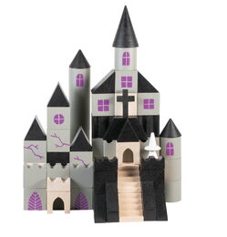 Stavebnice Strašidelný hrad dřevěný v krabici 29,5x20x6,5cm