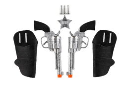 Pistole/kolt klapací s pouzdrem 2ks kovbojská sada plast s doplňky na kartě 19x29cm