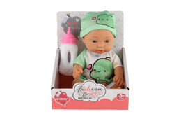 Panenka/Miminko s lahvičkou plast 26cm pevné tělo 2 druhy v krabičce 15x13x18cm