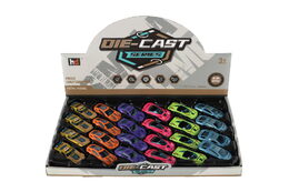Auto závodní mini kov/plast 7cm na volný chod 6 barev 24ks v boxu