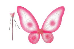 Křídla motýlí s hůlkou nylon 2 barvy v sáčku 30,5x46x1cm karneval