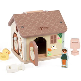 Skládanka/vkládačka dům dřevo 11ks 16x15x14cm 18m+