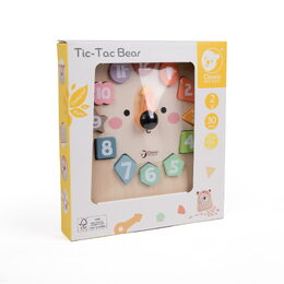 Hodiny medvěd výukové vkládačka dřevěné v krabici 26x29x5cm 24m+