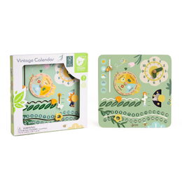 Kalendář dřevěný v anglickém jazyce v krabici 31x31x5cm