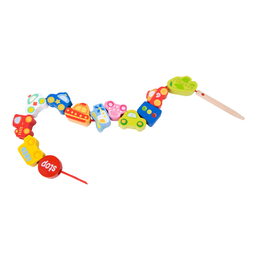 Provlékačka/Navlékačka dopravní prostředky dřevěná 13ks v blistru 9,5x26cm 18m+