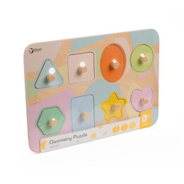 Puzzle/Vkládačka deskové geometrické tvary dřevo ve fólii 30x21cm 24m+