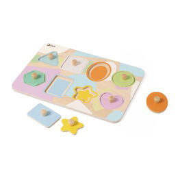 Puzzle/Vkládačka deskové geometrické tvary dřevo ve fólii 30x21cm 24m+