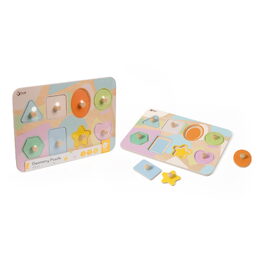 Puzzle/Vkládačka deskové geometrické tvary dřevo ve fólii 30x21cm 24m+