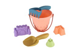 Sada na písek plast kbelík, lopatka, hrabičky, 3 formičky  3 barvy v síťce