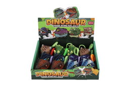 Přívěsek na klíče hlava dinosaurus kousací plast 6cm na setrvačník 6 druhů 12ks v boxu