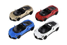 Auto Kinsmart Bugatti Mistral kov/plast 13cm na zpětné natažení 4 barvy 12ks v boxu