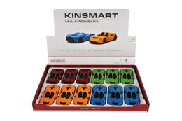 Auto Kinsmart McLaren Elva kov/plast 13cm na zpětné natažení 4 barvy 12ks v boxu