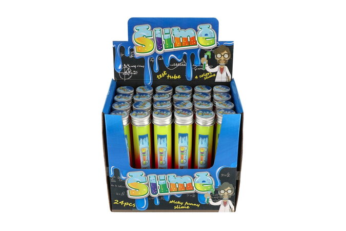 Sliz - hmota ve zkumavce 3x16cm mix barev 24ks v boxu