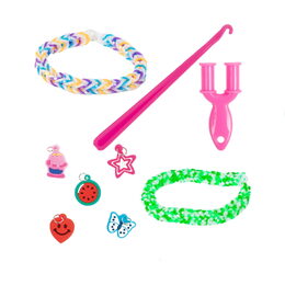 Udělej si svůj náramek - gumičky 2700ks + náčiní v plastové krabičce tvar srdce 16x13cm