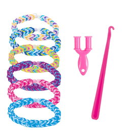 Udělej si svůj náramek - gumičky 5000ks + náčiní 4 barvy v sáčku 17x22cm