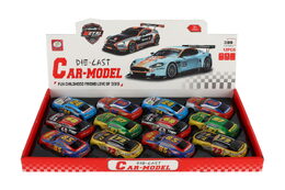 Auto závodní kov/plast 10cm na zpětné natažení mix druhů 12ks v boxu