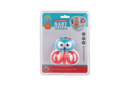 Chrastítko chobotnice plast 8x8cm na kartě 0m+